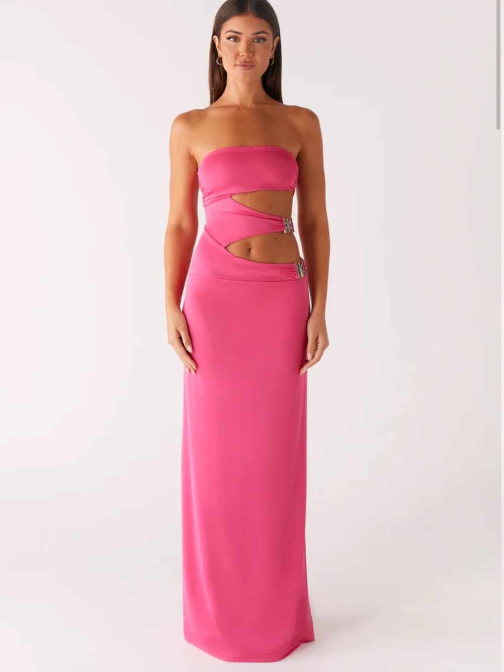 Peppermayo Hot Pink One-Shoulder Cutout Dress with Buckle Detail 🎀